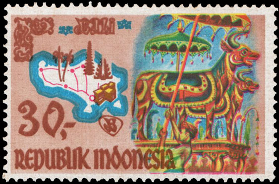 Indonesian Postage Stamp I-121 Tourism in Bali 30 rupiah 1969