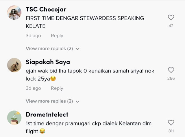 Krew kabin AirAsia guna dialek Kelantan dalam pesawat cuit hati netizen