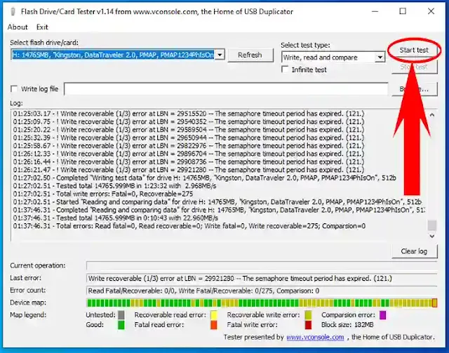 شرح برنامج اصلاح الفلاشة التالفة Flash Drive Tester