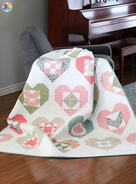 Wholehearted quilt pattern by A Bright Corner - a sampler style quilt that is a great block of the month program