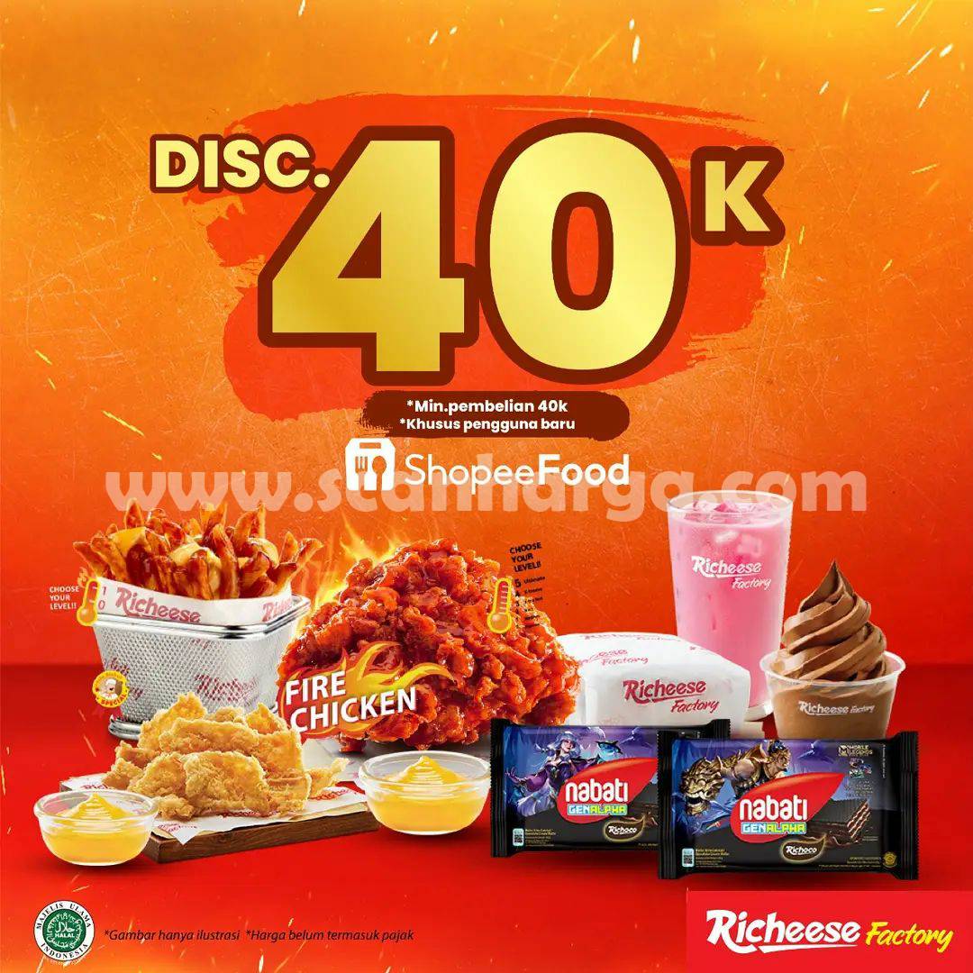 Promo RICHEESE FACTORY ShopeeFood DISKON hingga Rp40.000