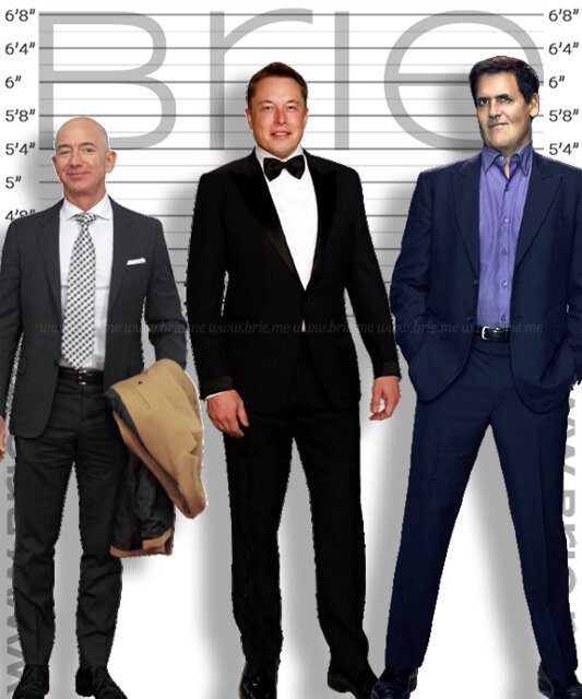 Jeff Bezos, Elon Musk, and Mark Cuban height comparison