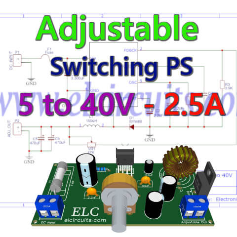 Adjustable Switching Power Supply 5.1 to 40V, 2.5 Amp using L4960 + PCB