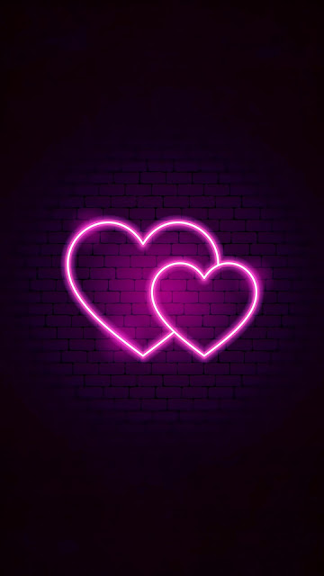 Purple neon heart wallpaper for phone
