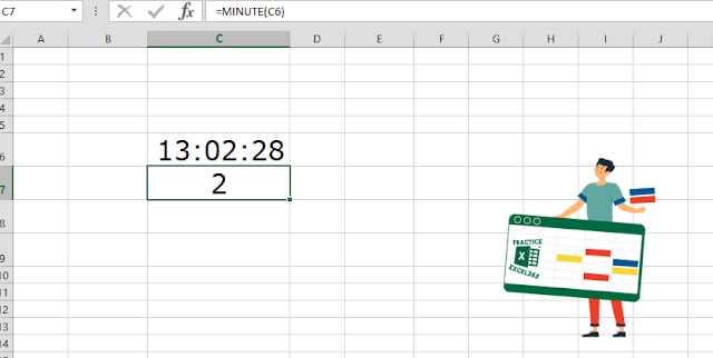 شرح صيغة الدالة MINUTE في برنامج مايكروسوفت Excel