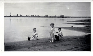 Robert Putnam, Unknown, and Richard Putnam at the Beach, 1930 or 1931