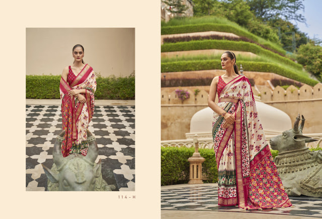 Off White Patola silk Print And Jari Weaving Saree