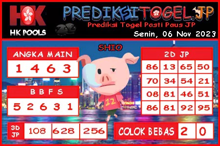 Prediksi Togel Hongkong JP Senin 06 November 2023