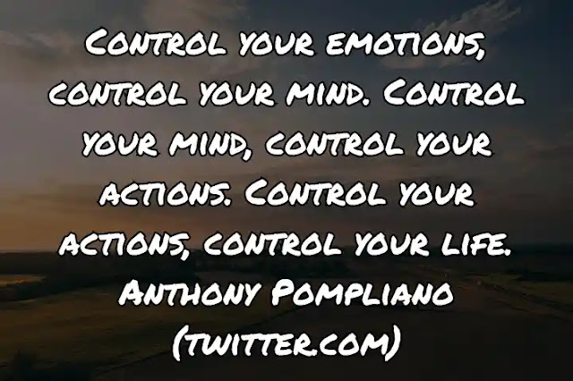 Control your emotions, control your mind. Control your mind, control your actions. Control your actions, control your life. Anthony Pompliano (twitter.com)