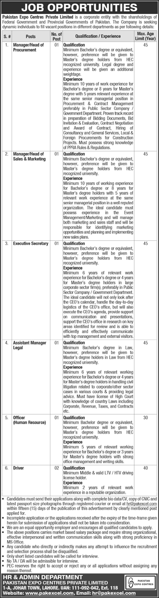 Pakistan Expo Centres Private Limited Jobs 2022 – Government Jobs 2022