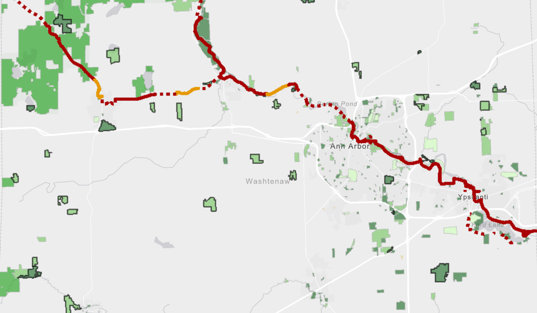 Image of B2B Trail Dataset via Washtenaw County Park Finder