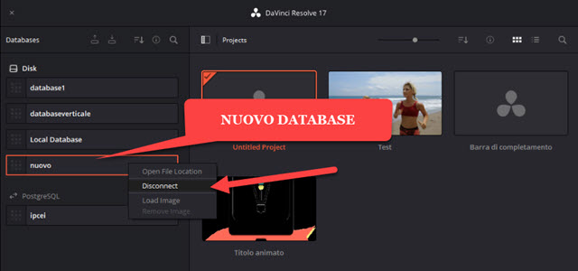 disconnessione del database