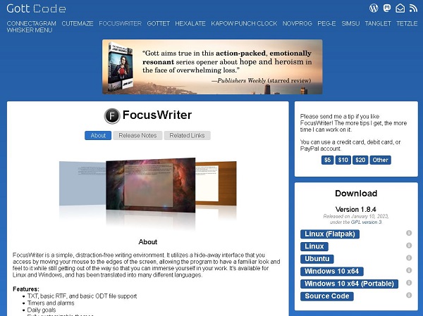 برنامج كاتب الكتاب FocusWriter