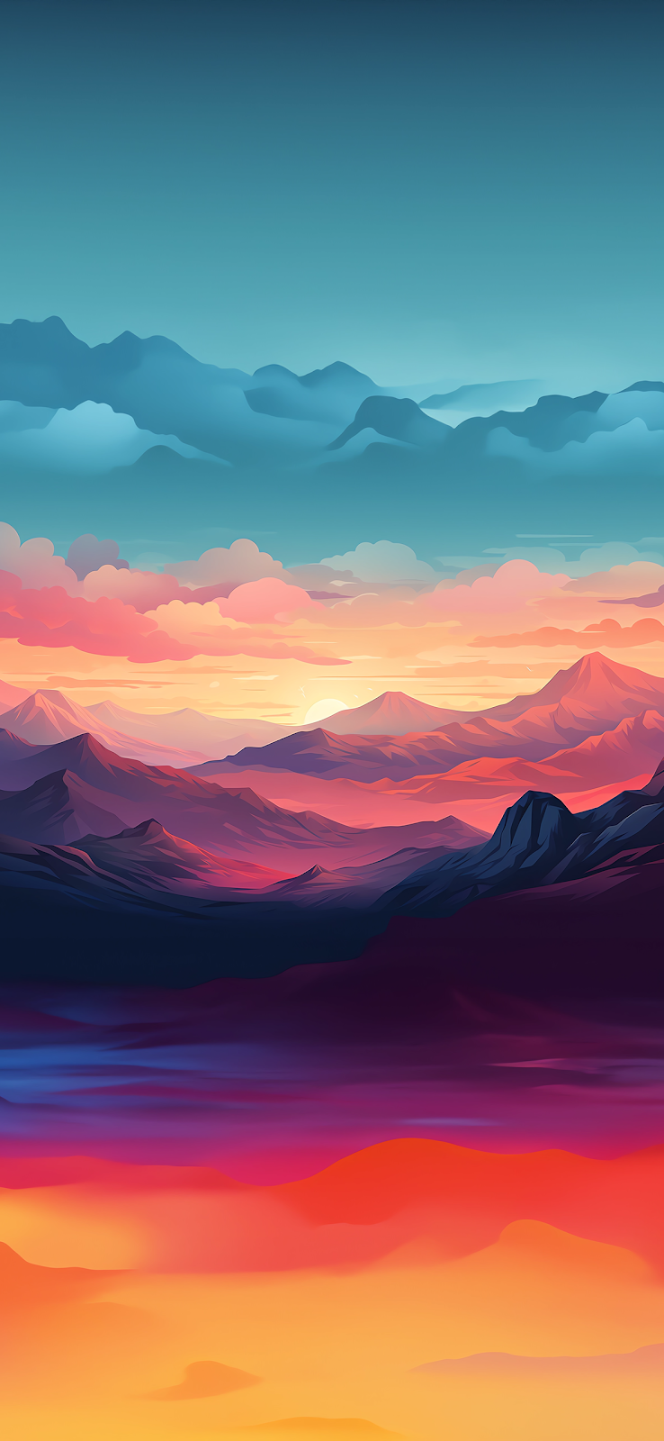 A vibrant iPhone background with a stunning view of mountains bathed in the warm light of a sunset.
