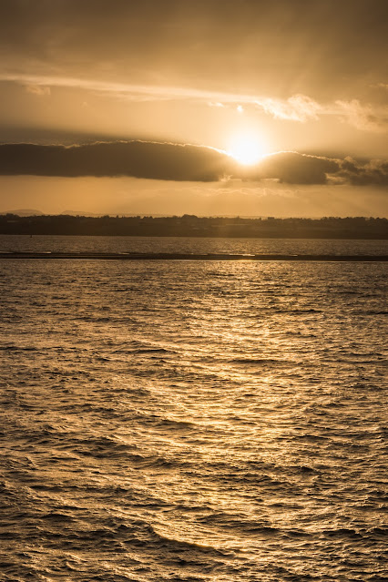 sunset, River Mersey, winter,