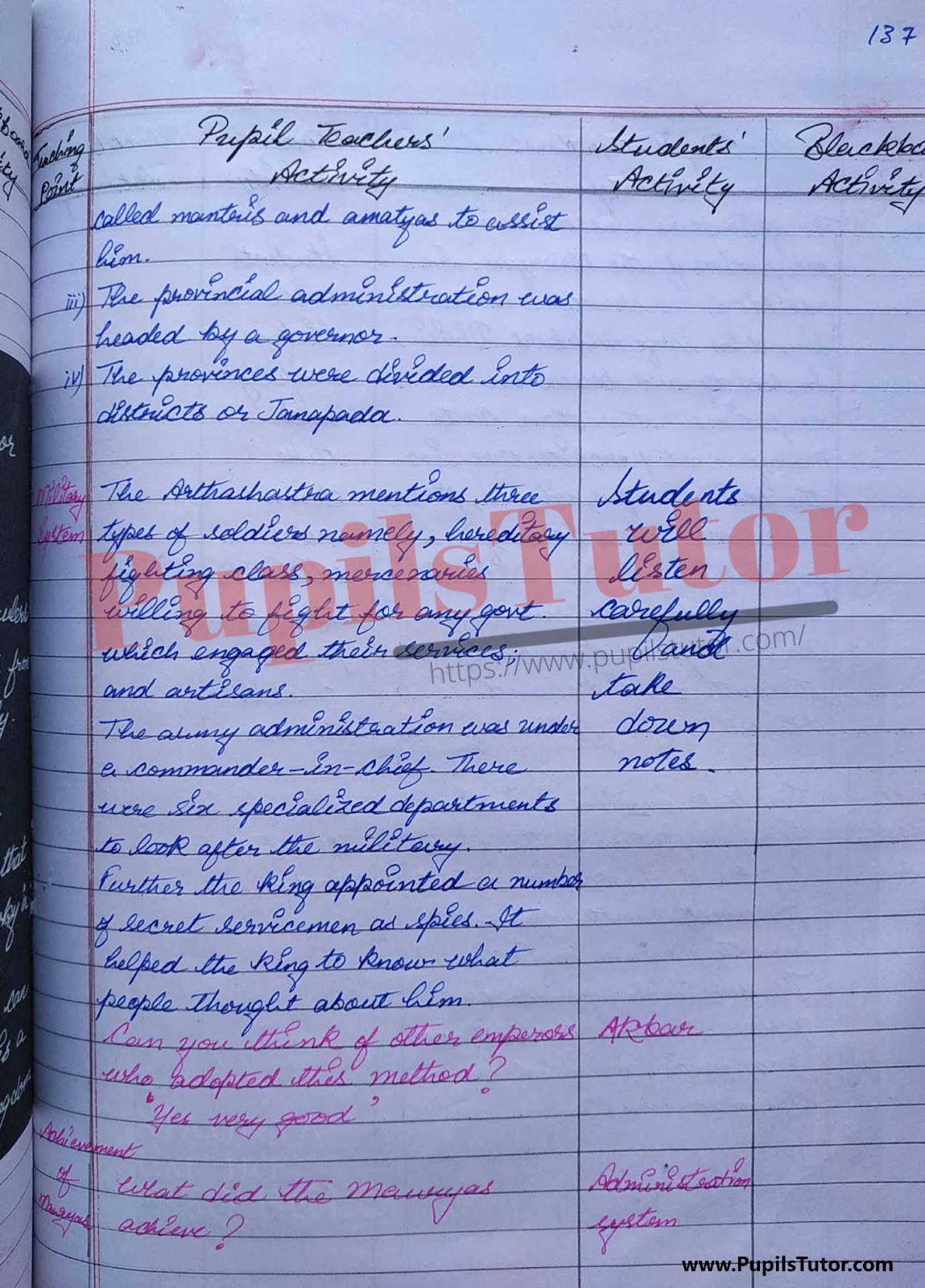 Lesson Plan On Samrat Ashoka For Class 6th.  – [Page And Pic Number 5] – https://www.pupilstutor.com/