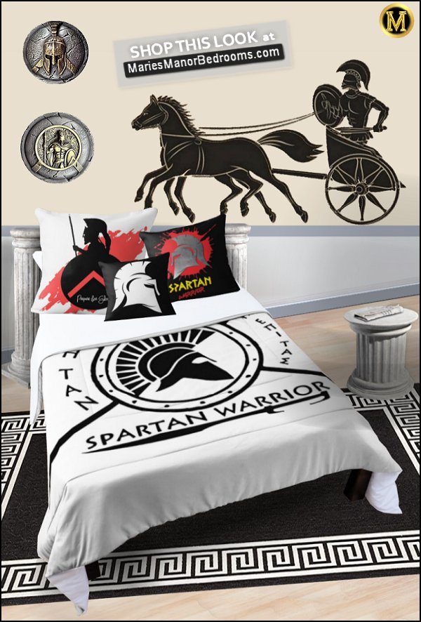 spartan warrior horse chariot wall decal greek key rug spartan greek mythology bedroom ideas