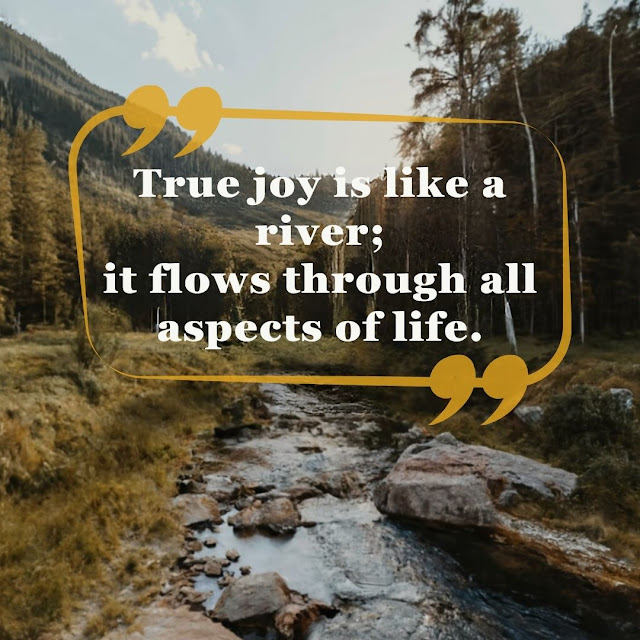 True joy is like a river; it flows through all aspects of life.