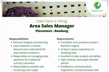 Loker Bandung Area Sales Manager Eden Farm