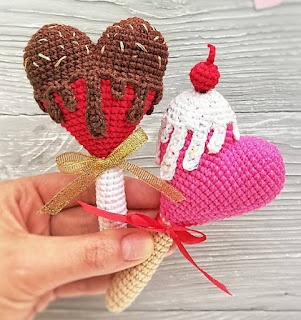 PATRON GRATIS HELADO CORAZON AMIGURUMI 48148  🍦💗