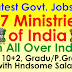 Latest Jobs in 47 Ministries of Central and State Government of India