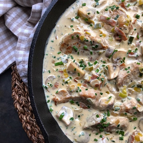 Schlemmer-Filetpfanne ~ Schweinefilet mit Champignons & Lauch in Käse-Sahnesauce