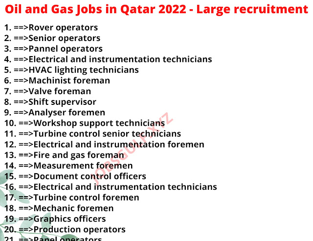 Oil and Gas Jobs in Qatar 2022 - Large recruitment