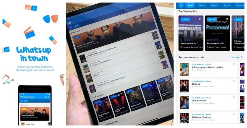 A Whatsupintown é uma aplicação gratuita quer para os utilizadores quer para os parceiros, para todas as funcionalidades disponibilizadas. Está disponível para Android e iOS e permite aos utilizadores ficarem a par de toda a vida cultural da sua cidade. A aplicação surge com o intuito de impulsionar a cultura em Portugal através da divulgação de todos os eventos culturais: do Teatro à Música, Dança, Performance, Stand-Up, Exposições, entre outros.