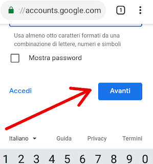 Passaggio 7 - una volta compilati tutti i campi proseguiamo verso il fondo della pagina e clicchiamo su avanti