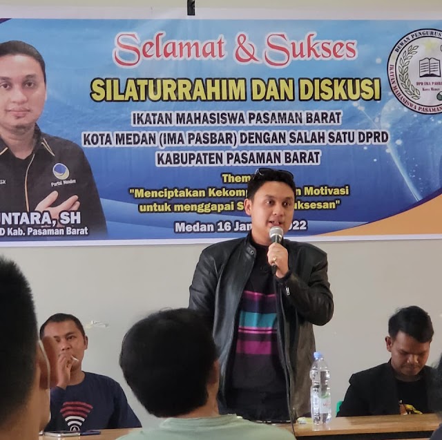 HIMA Pasbar Medan terima Silaturahmi Ketua DPD Partai besar NasDem sekaligus Anggota DPRD Kabupaten Pasaman Barat Muhammad Guntara. SH