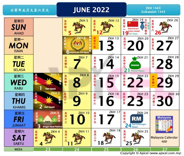 Kalendar Kuda Jun 2022