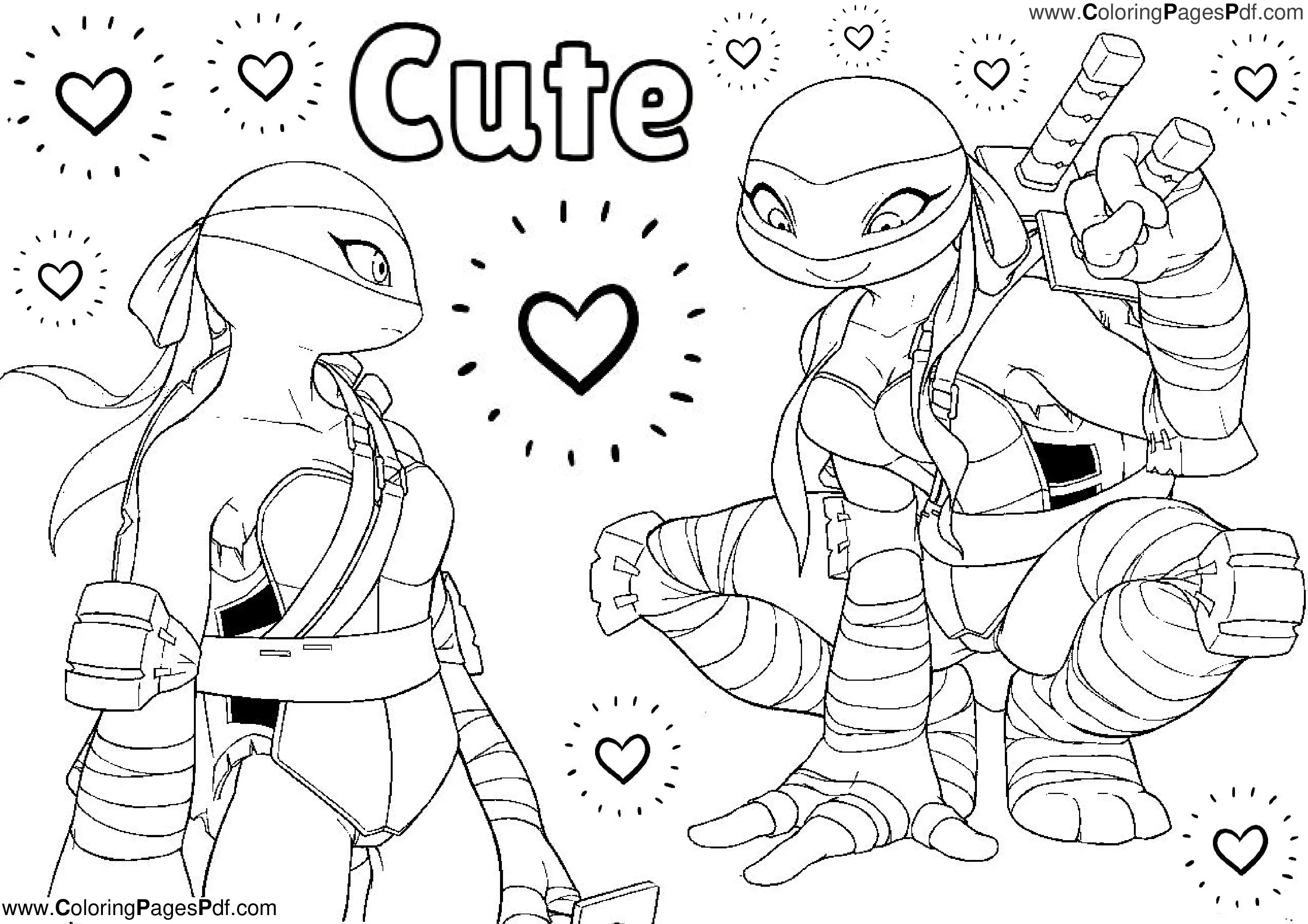 Ninja turtles coloring pages for girls