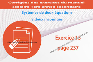 Exercice 13 page 238 - Systèmes de deux équations à deux inconnues