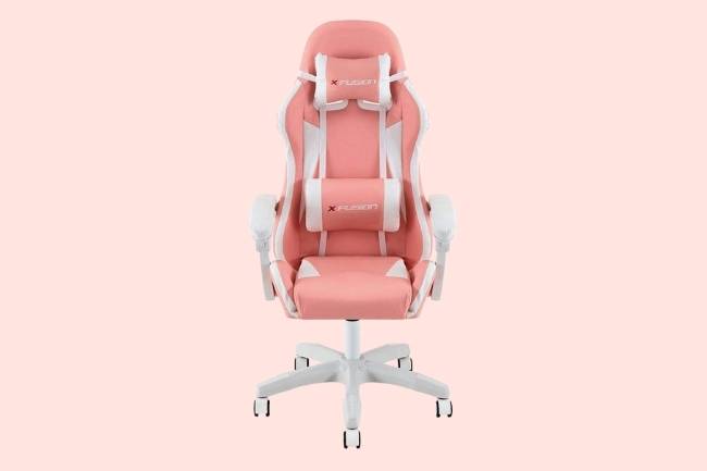 Cadeira gamer rosa e branca X Fusion C123