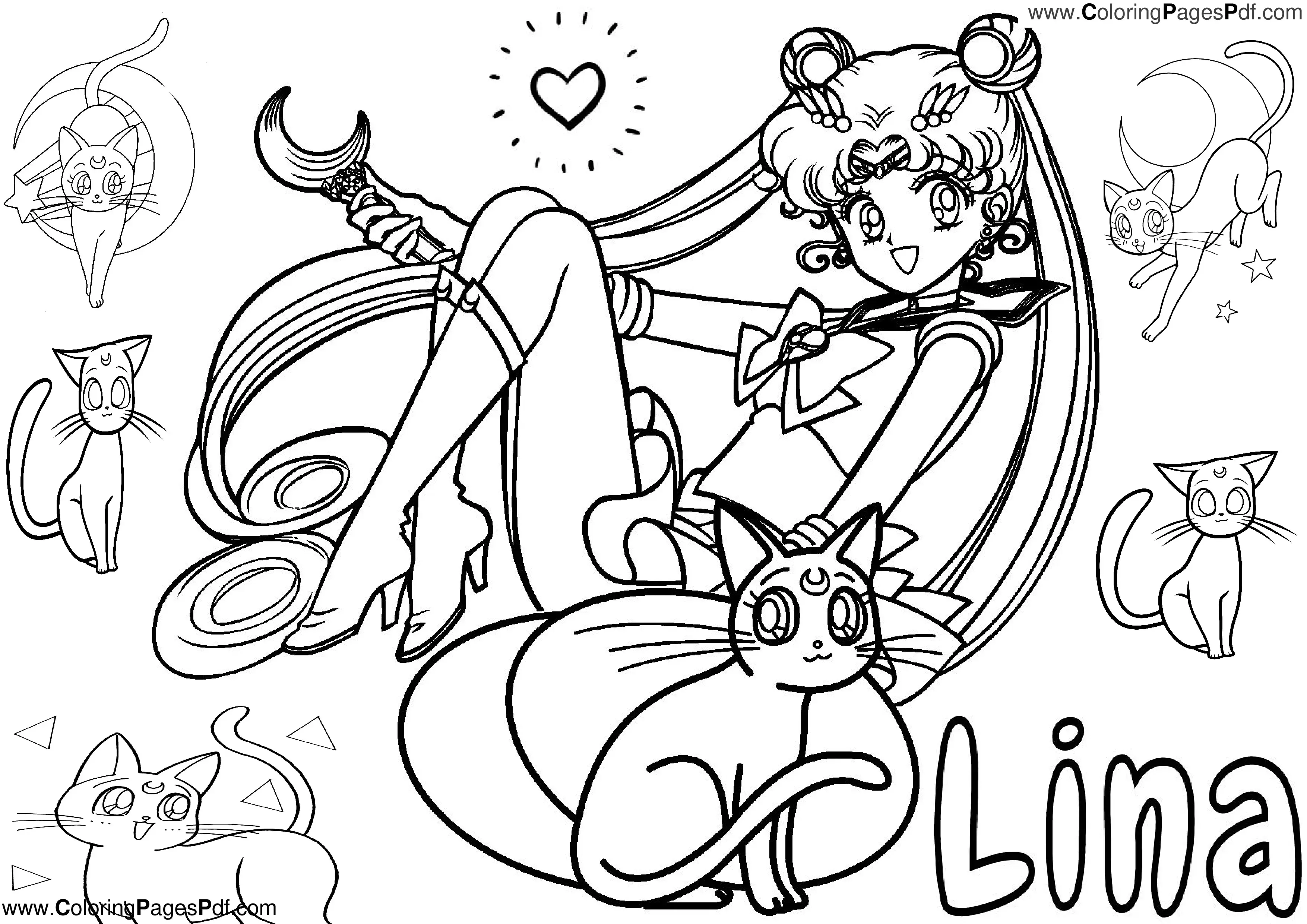 Sailor moon coloring pages luna