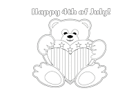 Happy 4th of July Teddy bear coloring pages