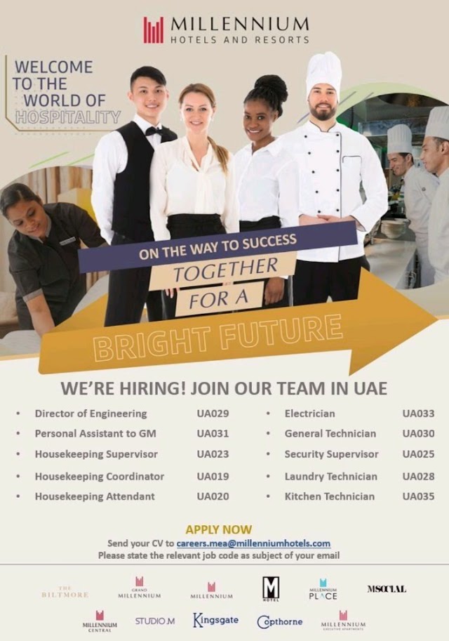 Job Openings at Millennium Hotels and Resorts 