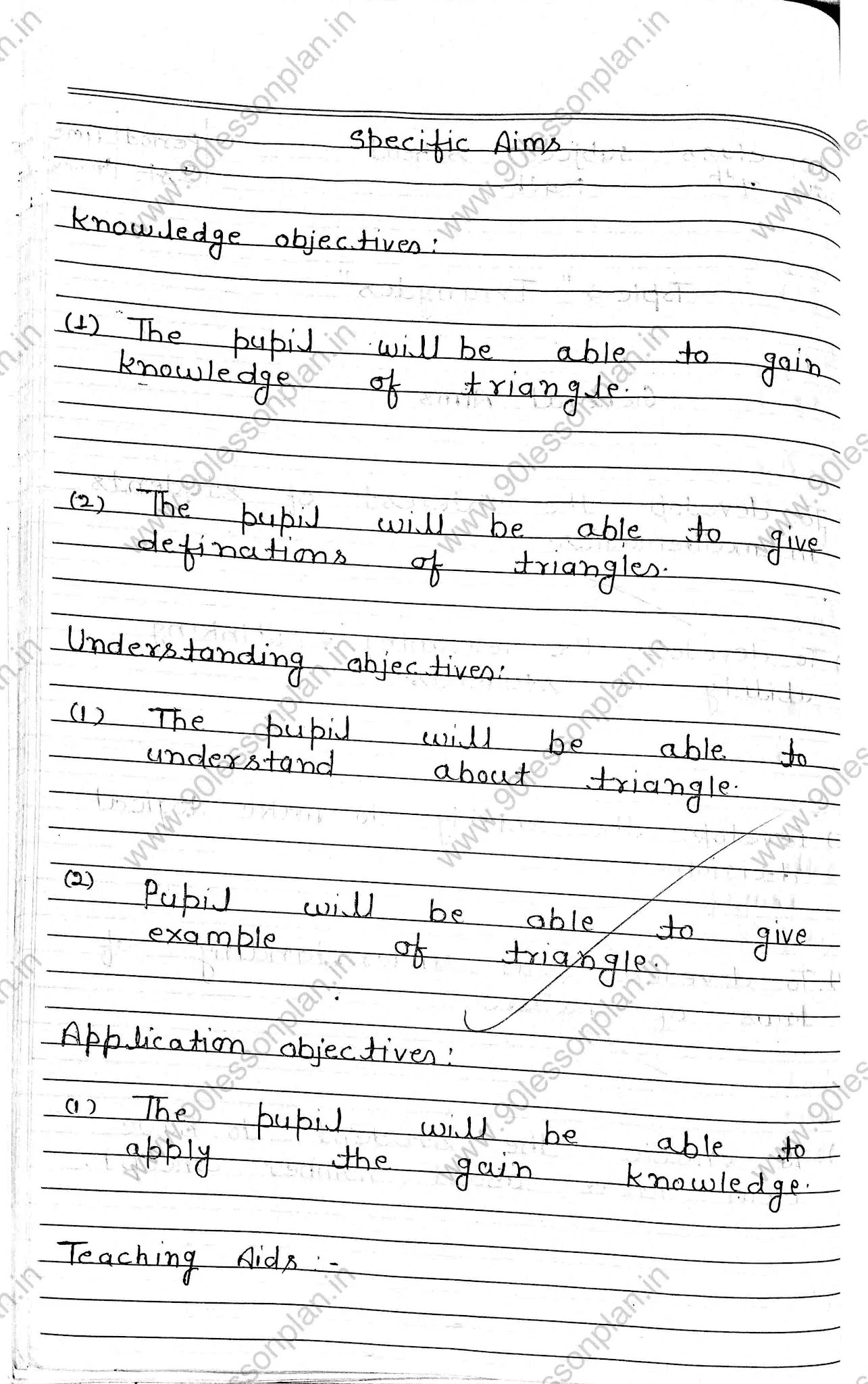 Mathematics Lesson plan on "Triangles"