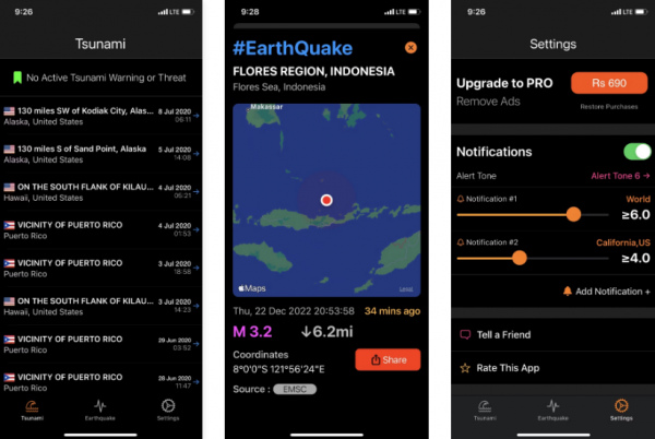 تطبيق قياس الزلازل على iPhone EarthQuake +