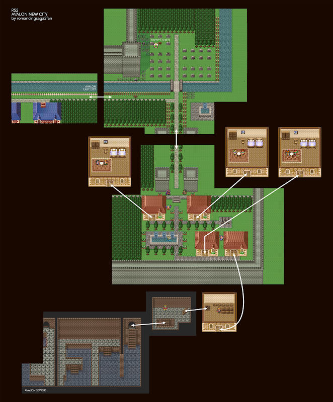 Romancing Saga 2 Avalon New City Town Disctrict Map