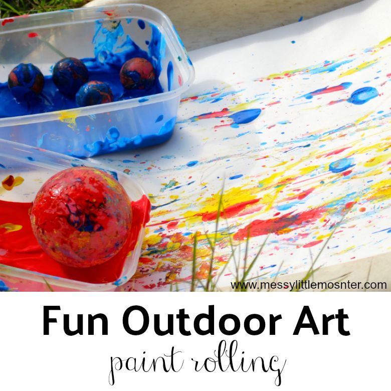 Painting with balls - painting ideas for toddlers