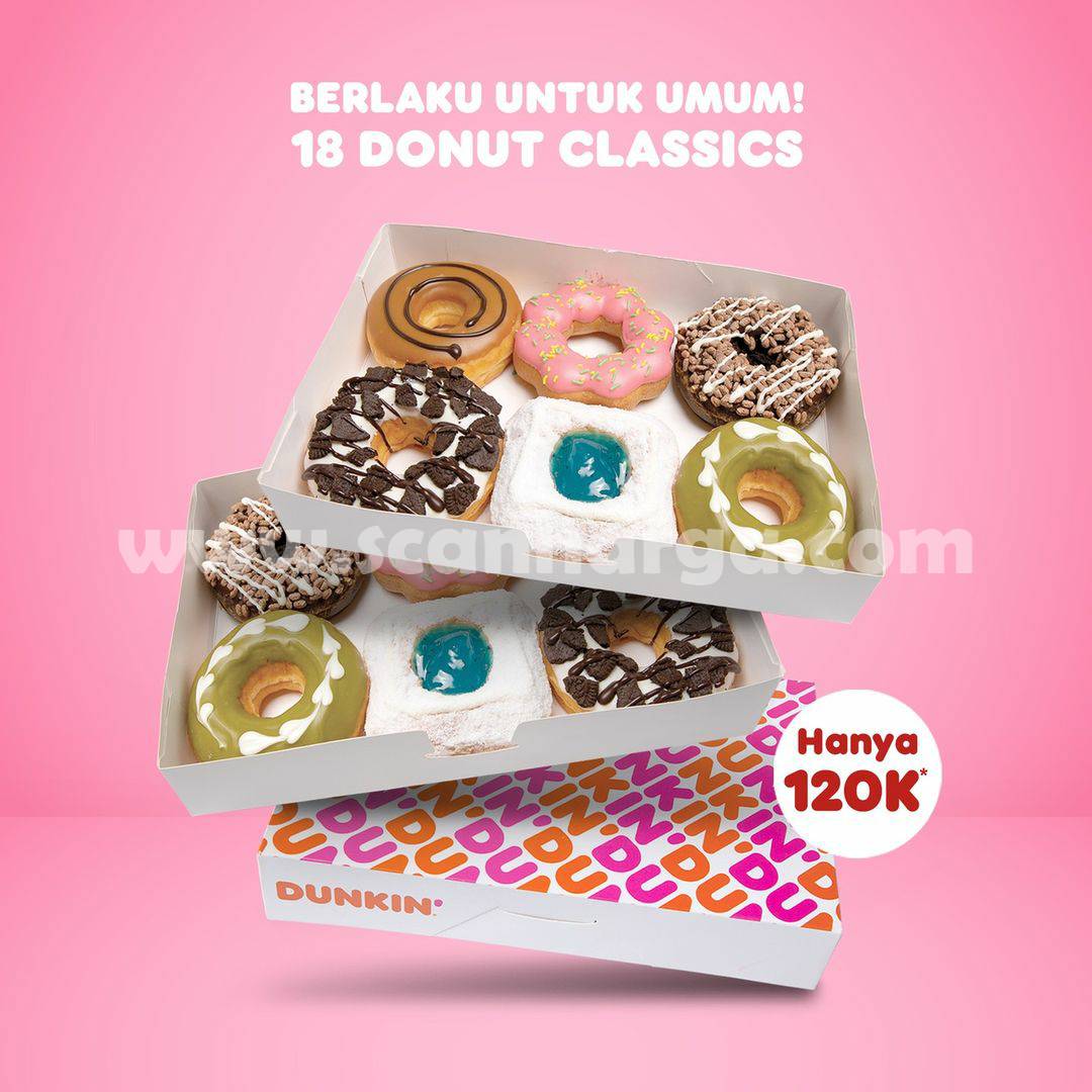 DUNKIN DONUTS Promo Beli 18 Donut Classics hanya Rp 120rb