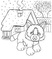 Husky Pup in snow coloring page Webkinz