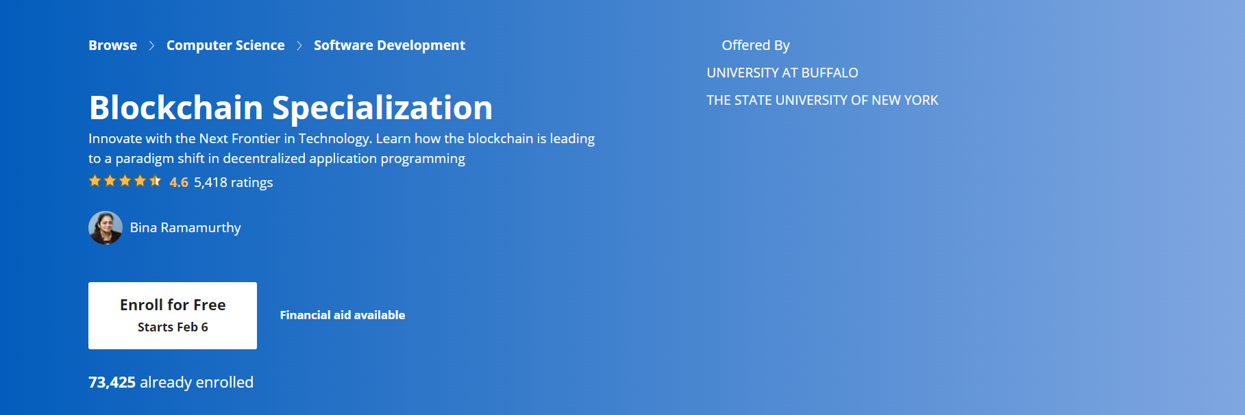 التخصص في مجال الـ Blockchain - مقدمة من جامعة Buffalo يدعم ترجمة بالعربية