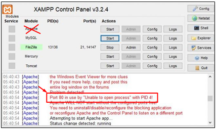 Cara Mengatasi Error Port 80 in use by “Unable to open process” with PID 4!