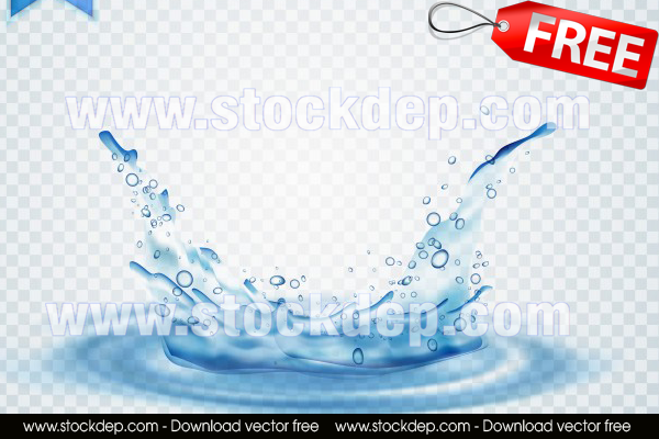 free Blue water splash with ripples isolated vector