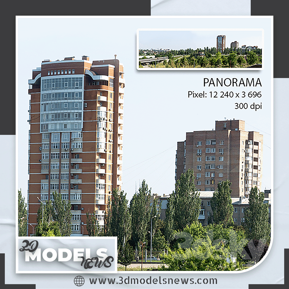 Panorama of the city View of a residential building model