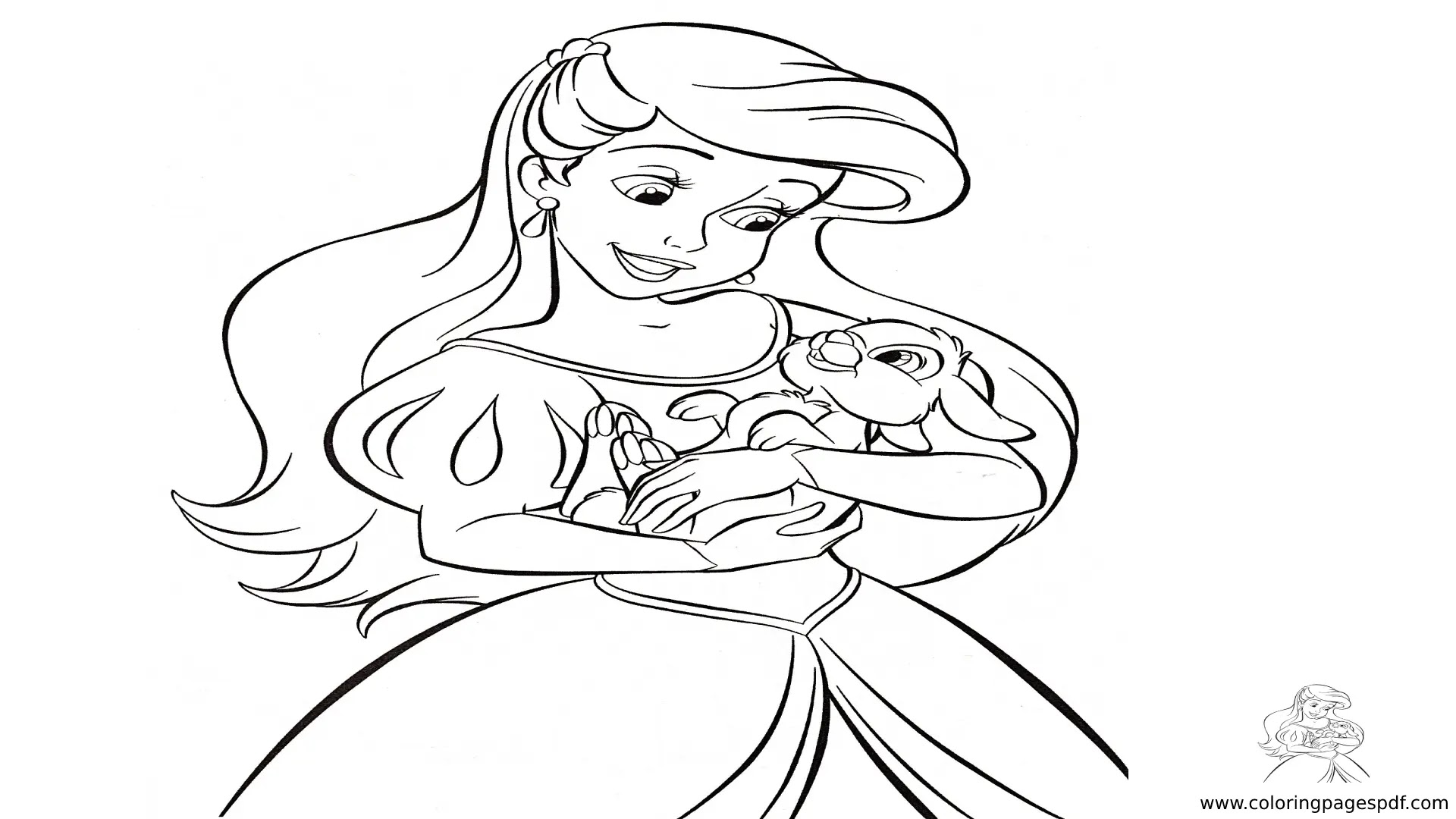 Coloring Pages Of Ariel And A Bunny