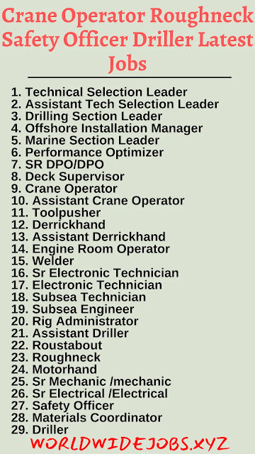 Crane Operator Roughneck Safety Officer Driller Latest Jobs