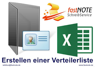 Erstellen einer Verteilerliste in Excel fastNOTE SchreibService Bueroservice